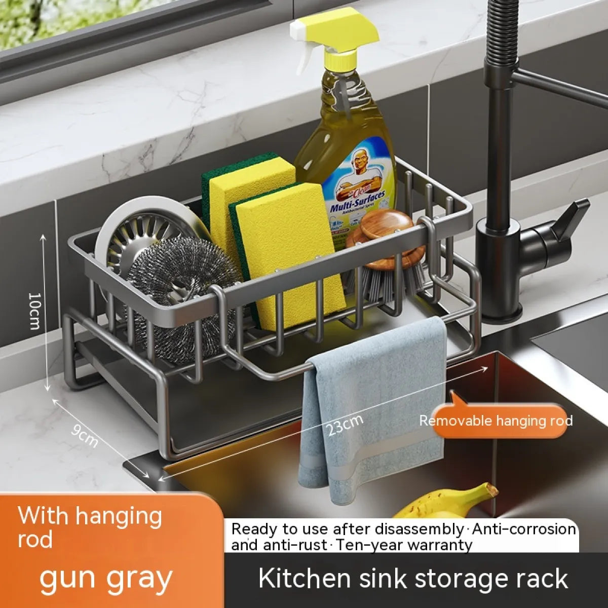 Multi-Functional Kitchen Sink Storage Rack – Space-Saving Organizer with Built-In Drainage