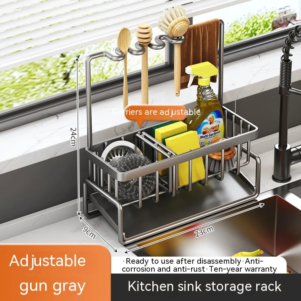 Multi-Functional Kitchen Sink Storage Rack – Space-Saving Organizer with Built-In Drainage