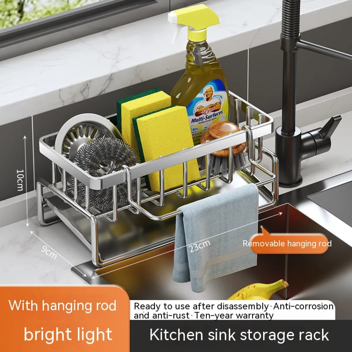 Multi-Functional Kitchen Sink Storage Rack – Space-Saving Organizer with Built-In Drainage
