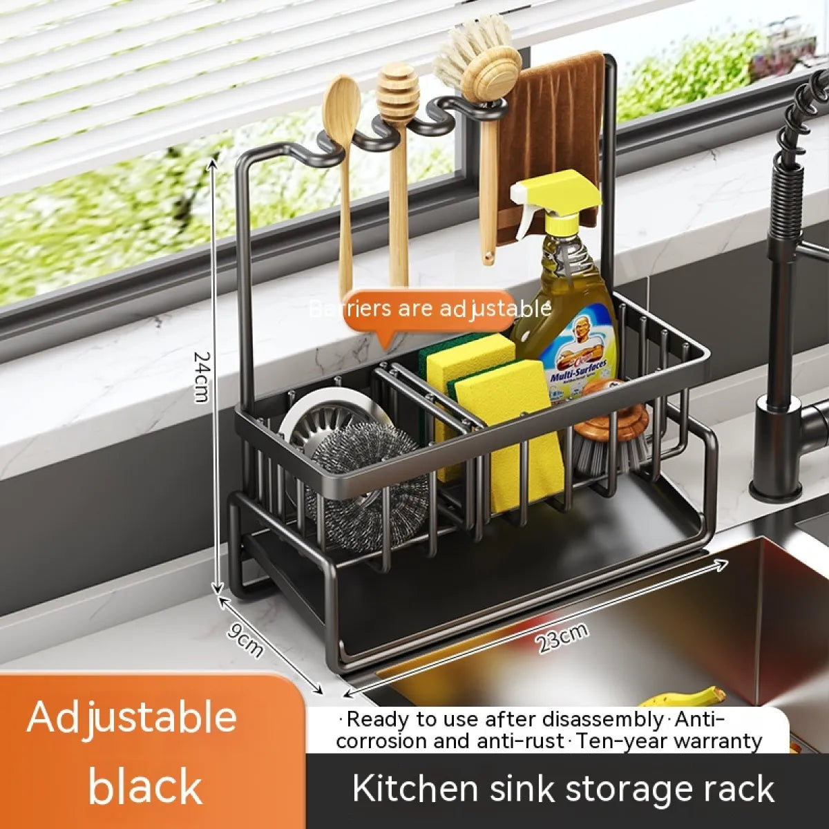 Multi-Functional Kitchen Sink Storage Rack – Space-Saving Organizer with Built-In Drainage