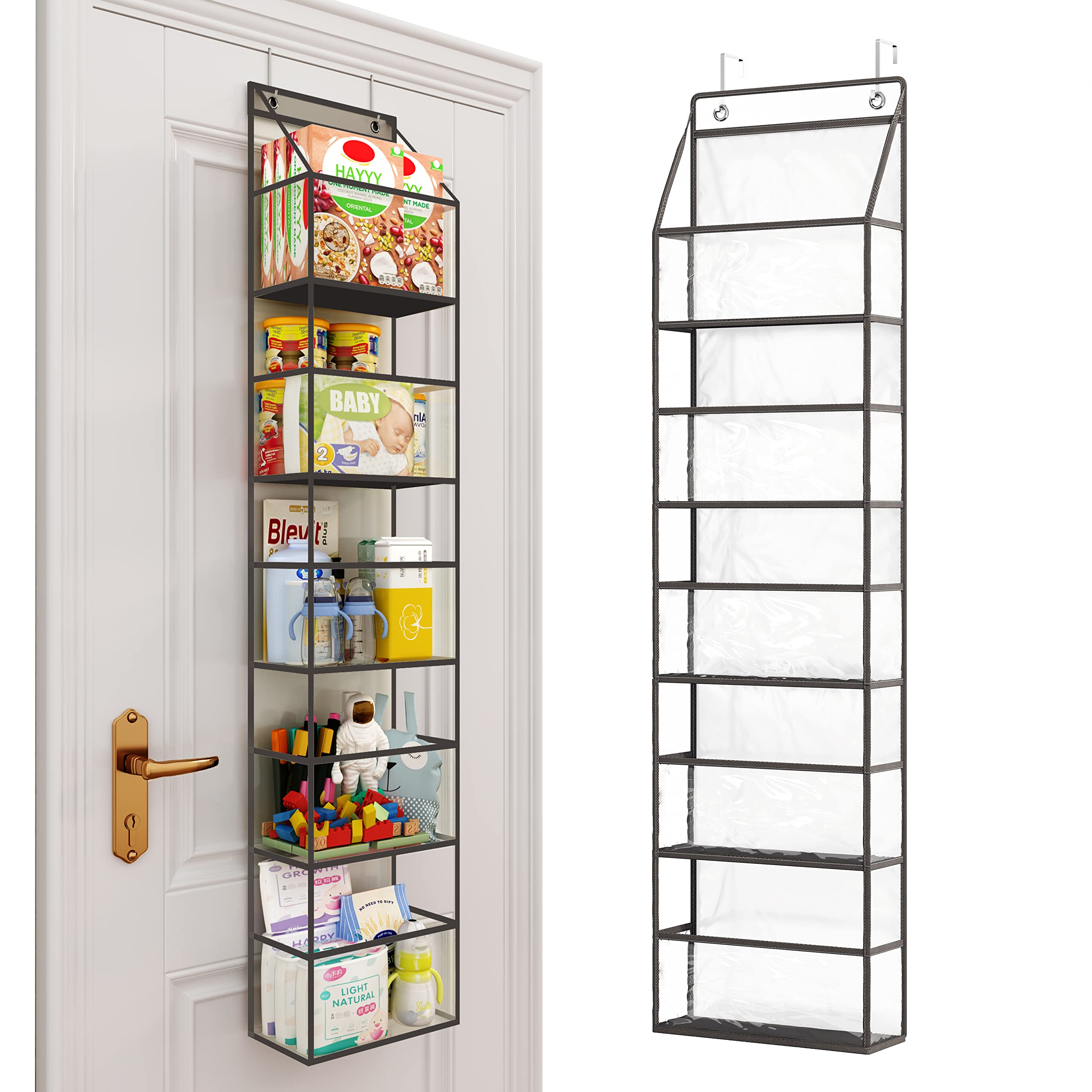 Fixwal Over-the-Door Hanging Pantry Organizer – 5-Shelf Storage with Clear Pockets for Kitchen, Closet, Bedroom & Bathroom