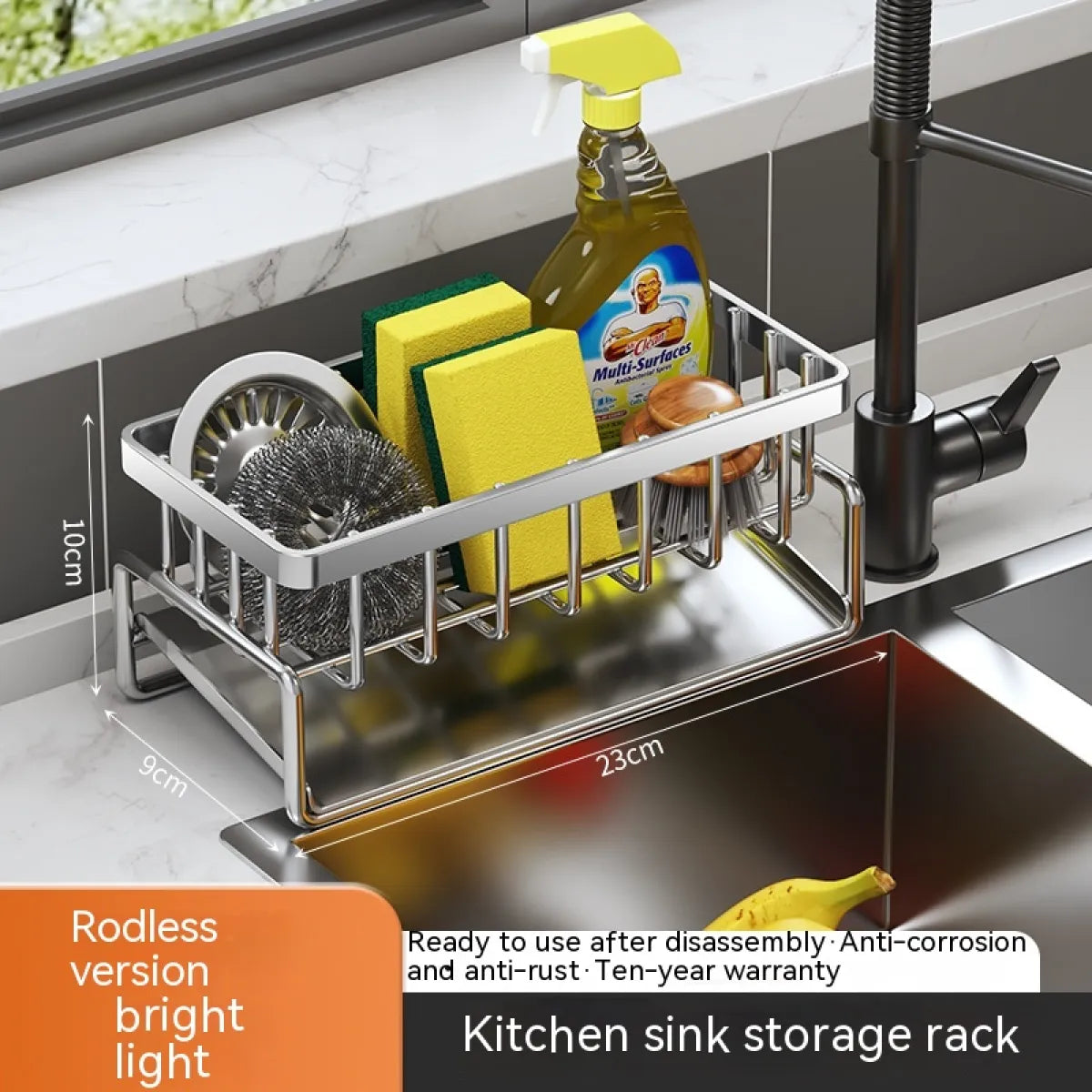 Multi-Functional Kitchen Sink Storage Rack – Space-Saving Organizer with Built-In Drainage