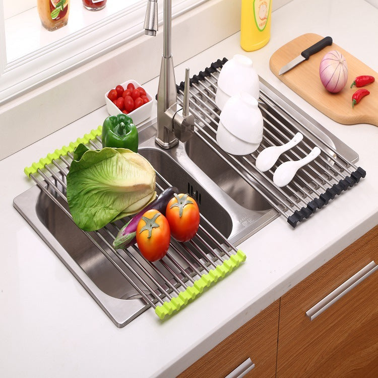 Folding Stainless Steel Sink Rack – Space-Saving Kitchen Drain & Drying Organizer