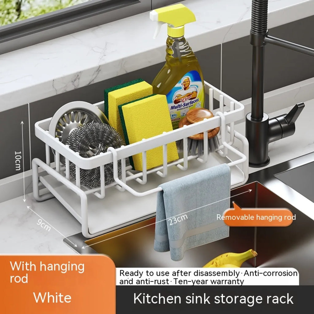 Multi-Functional Kitchen Sink Storage Rack – Space-Saving Organizer with Built-In Drainage